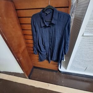 Women's Navy Blue Shirt With Tie At Waist.**